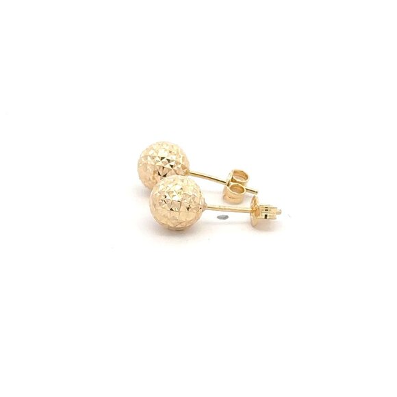 18K Gold Earrings Stud Balls Textured - Picture 3 of 9